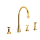Georgian Era Two Handle Kitchen Faucet With Side Spray