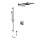 Type T/P (thermostatic/pressure balance) " coaxial 3-way system with hand shower rail and rain and cascade shower head