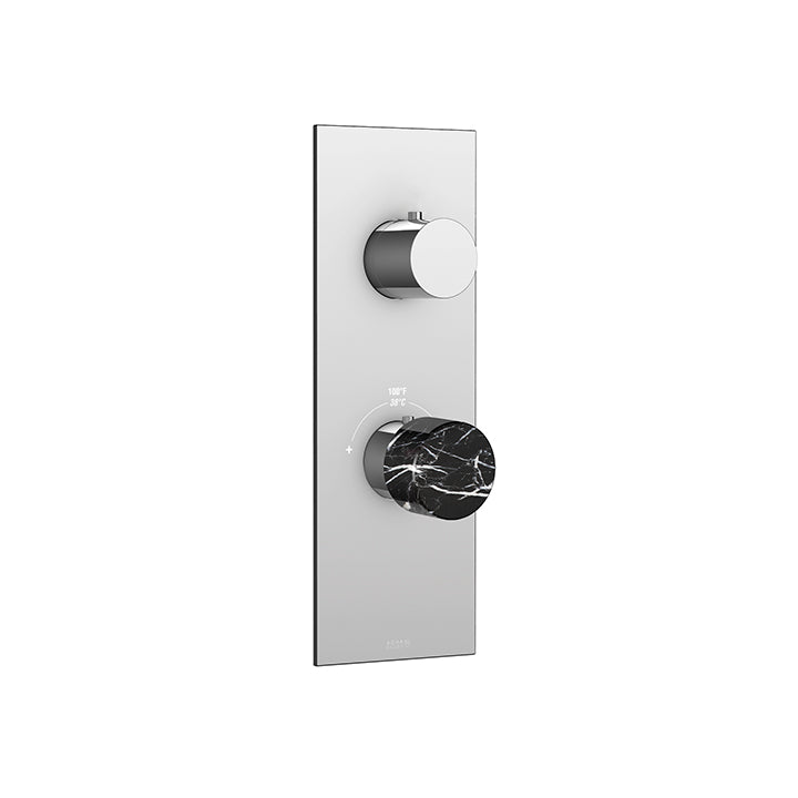 Marmo plate and handle trim set with 3-way diverter for TURBO thermostatic valve (shared functions)
