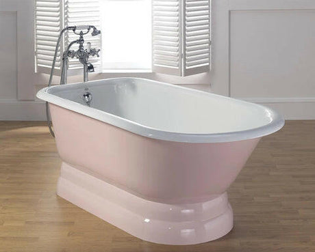 TRADITIONAL Cast Iron Bathtub with Pedestal Base and Faucet Holes 2119-W