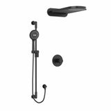 Type T/P (thermostatic/pressure balance) " coaxial 3-way system with hand shower rail and rain and cascade shower head