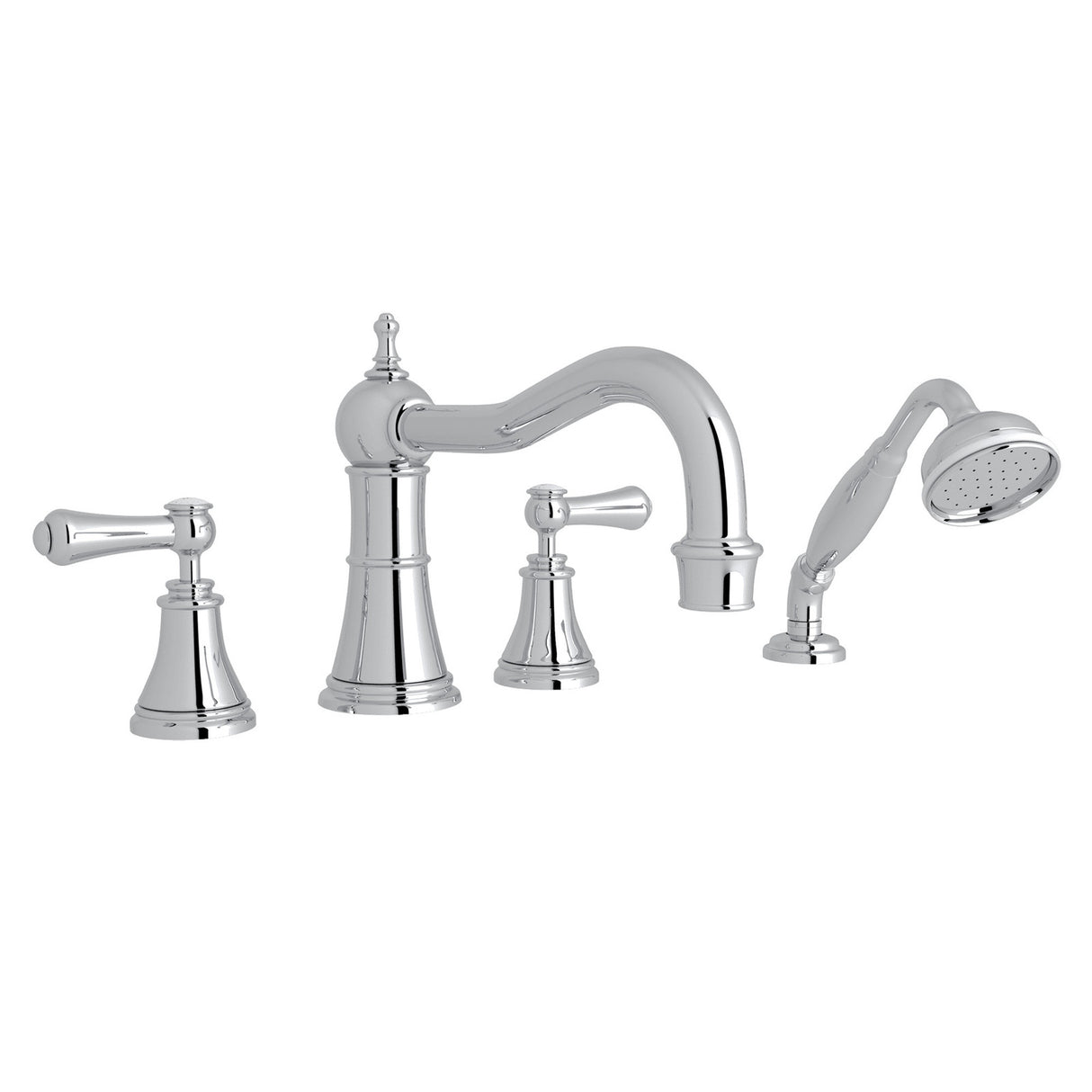 Georgian Era 4-Hole Deck Mount Tub Filler With Column Spout