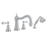 Georgian Era 4-Hole Deck Mount Tub Filler With Column Spout