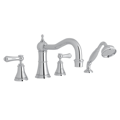 Georgian Era 4-Hole Deck Mount Tub Filler With Column Spout