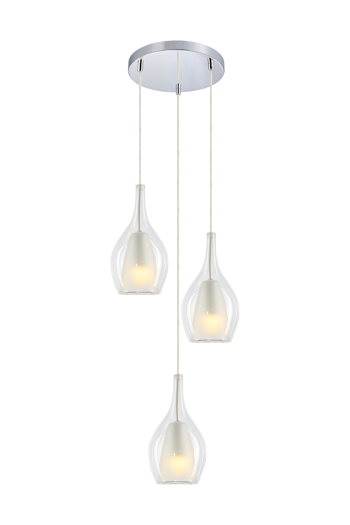 Matteo Jericho 3-light glass cluster pendant in Chrome with round canopy