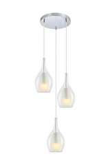 Matteo Jericho 3-light glass cluster pendant in Chrome with round canopy