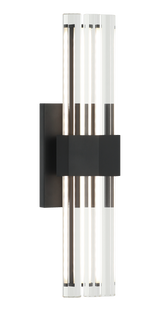Matteo Krustallos LED glass rod wall sconce in Matte Black, front view