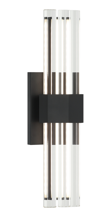Matteo Krustallos LED glass rod wall sconce in Matte Black, front view