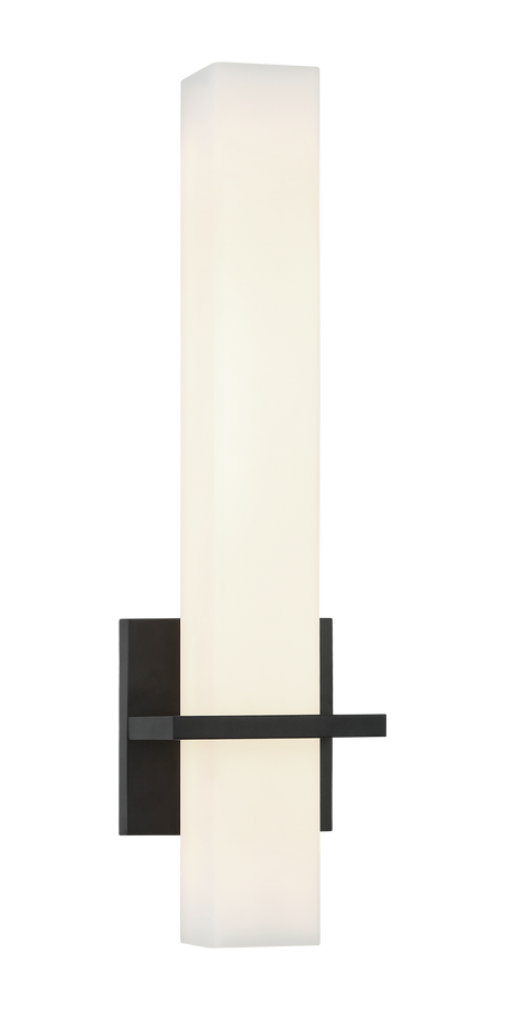 Matteo Rindlen S15518 LED wall sconce in Matte Black with square canopy and glass bar