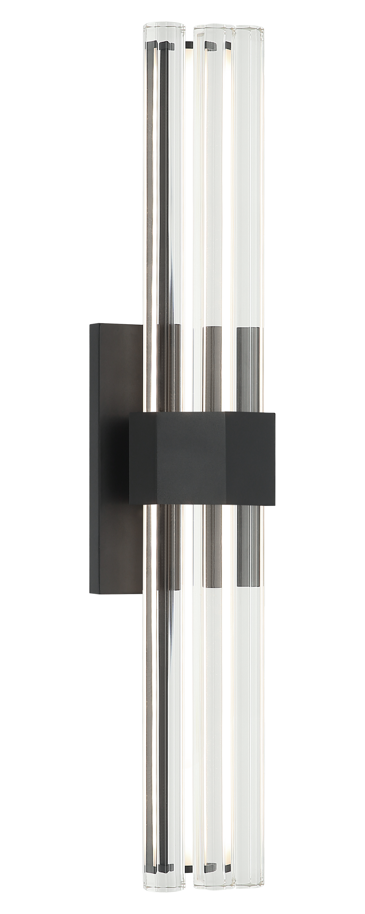 Matteo Krustallos tall LED wall sconce in Matte Black with glass rods