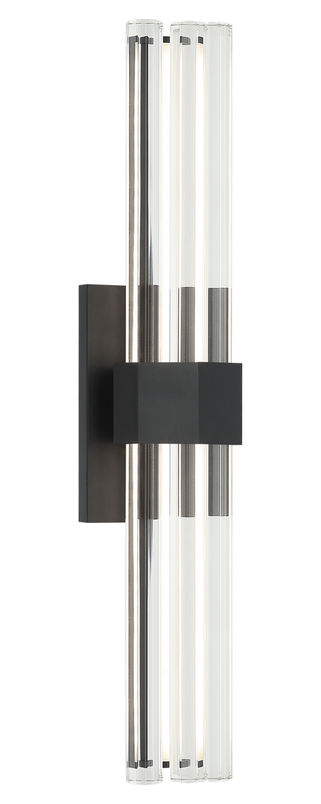 Matteo Krustallos tall LED wall sconce in Matte Black with glass rods