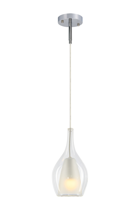 Matteo Jericho 1-light glass pendant in Chrome with round canopy
