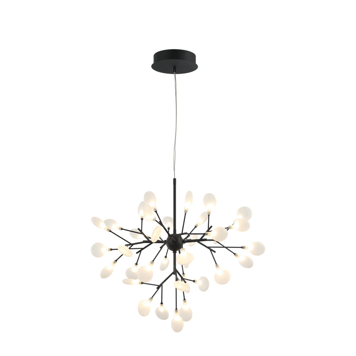 Matteo Hydrangea Bloom chandelier pendant in Matte Black with canopy