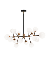 Matteo Novu 16-light linear chandelier with glass globes on branching arms