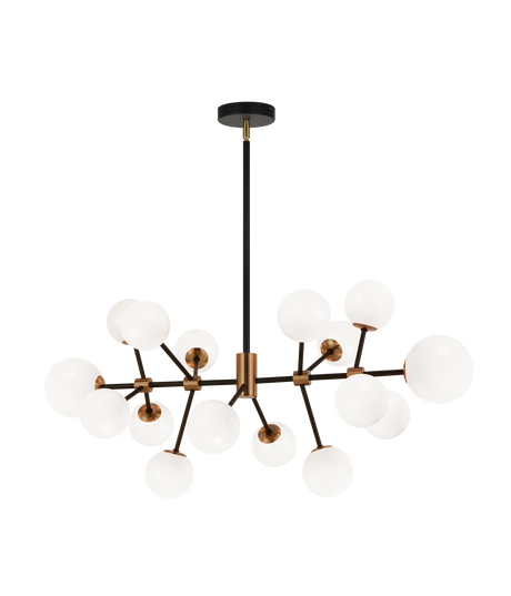 Matteo Novu 16-light linear chandelier with glass globes on branching arms