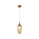 Matteo Eesha 1-light pendant in Aged Gold Brass + Amber Glass with canopy, full view