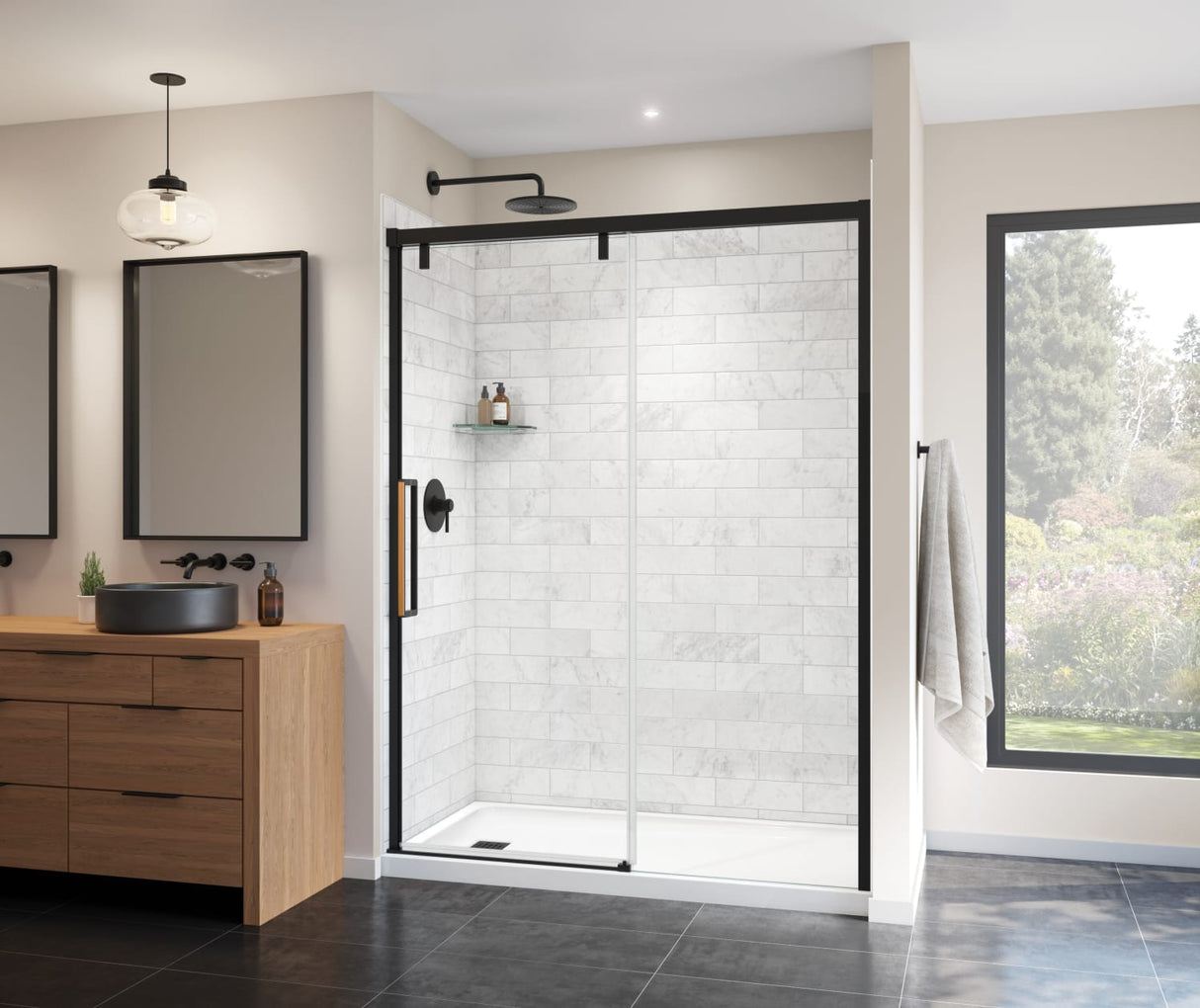 Uptown 56-59 x 76 in. 8 mm Sliding Shower Door for Alcove Installation with Clear glass in Chrome