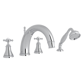 Georgian Era 4-Hole Deck Mount Tub Filler With C-Spout