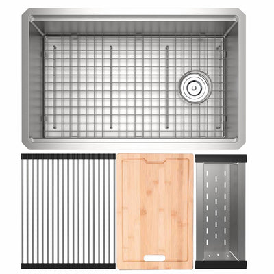ROHL Culinario 30" Stainless Workstation Sink RUWUM3019WSSB
