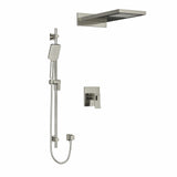 Type T/P (thermostatic/pressure balance) " coaxial 3-way system with hand shower rail and rain and cascade shower head