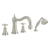 Georgian Era 4-Hole Deck-mount Tub Filler With Column Spout