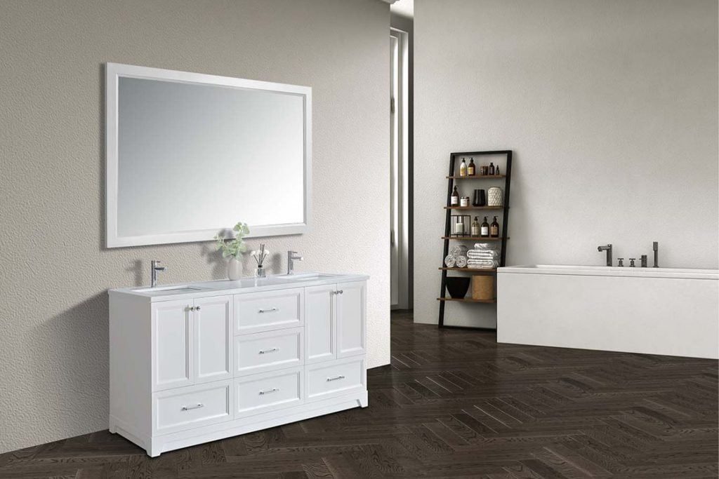 Waltz Transitional Floor Mount Double Sink Vanity Set