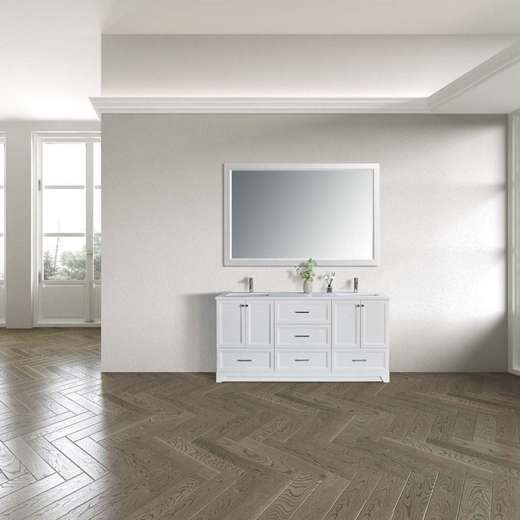 Waltz Transitional Floor Mount Double Sink Vanity Set