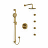 Type T/P (thermostatic/pressure balance) double coaxial system with hand shower rail, 4 body jets and shower head