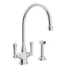 Georgian Era Two Handle Kitchen Faucet With Side Spray