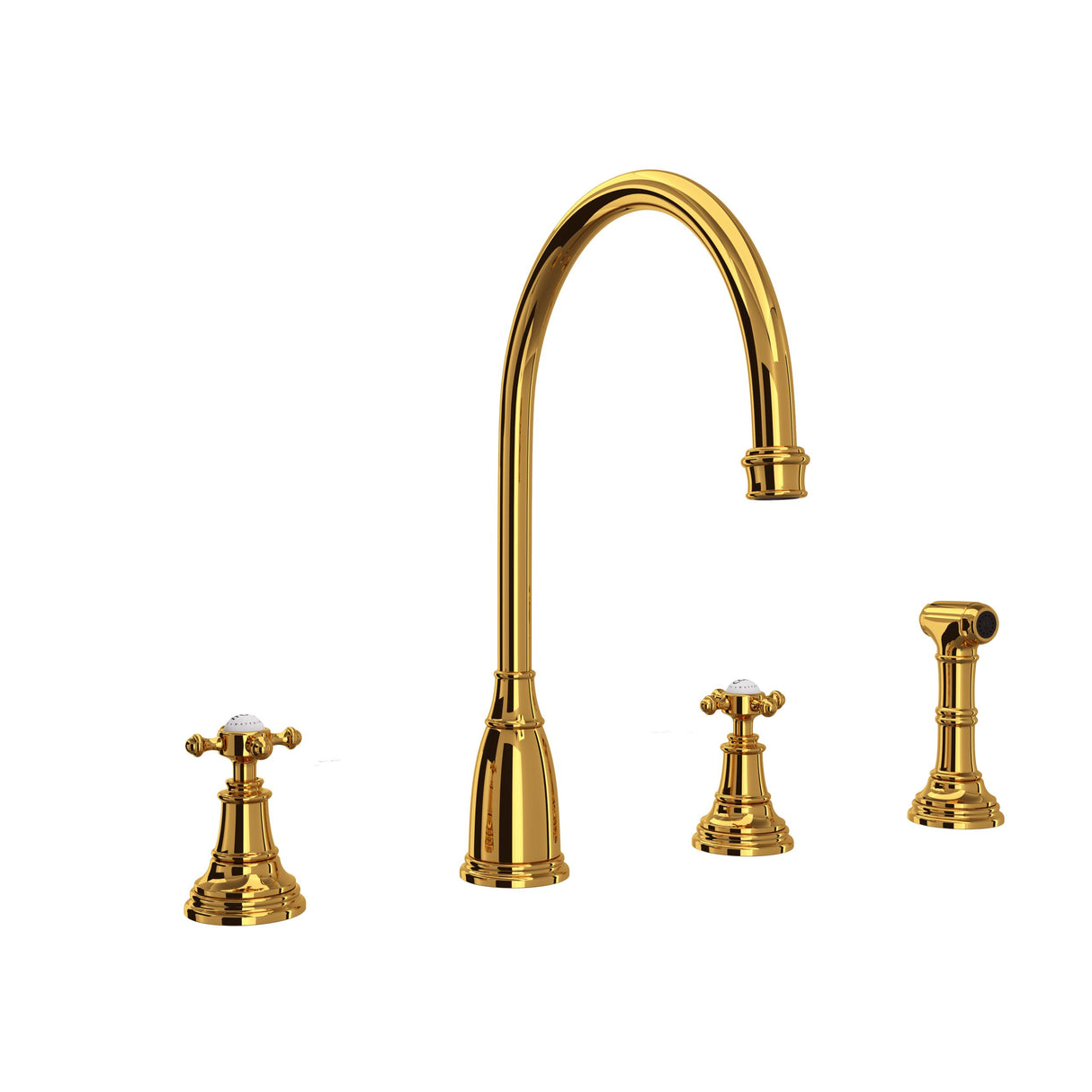 Georgian Era Two Handle Kitchen Faucet With Side Spray