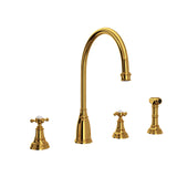 Georgian Era Two Handle Kitchen Faucet With Side Spray