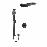 Type T/P (thermostatic/pressure balance) ½" coaxial 3-way system with hand shower rail and rain and cascade shower head