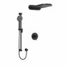 Type T/P (thermostatic/pressure balance) ½" coaxial 3-way system with hand shower rail and rain and cascade shower head