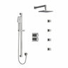 Type T/P (thermostatic/pressure balance) double coaxial system with hand shower rail, 4 body jets and shower head