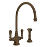 Georgian Era Two Handle Kitchen Faucet With Side Spray