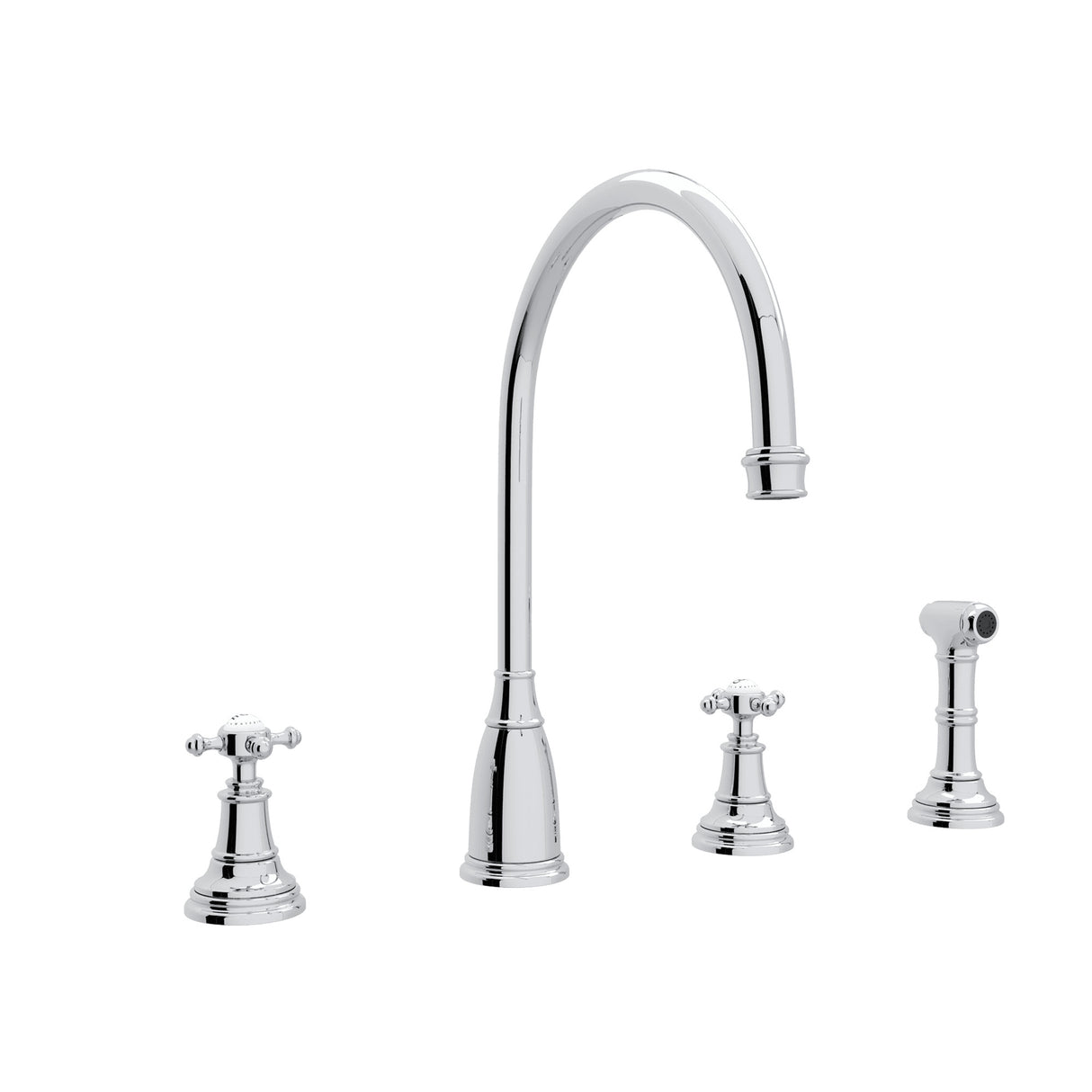 Georgian Era Two Handle Kitchen Faucet With Side Spray