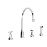 Georgian Era Two Handle Kitchen Faucet With Side Spray