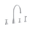 Georgian Era Two Handle Kitchen Faucet With Side Spray