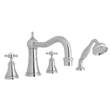 Georgian Era 4-Hole Deck-mount Tub Filler With Column Spout