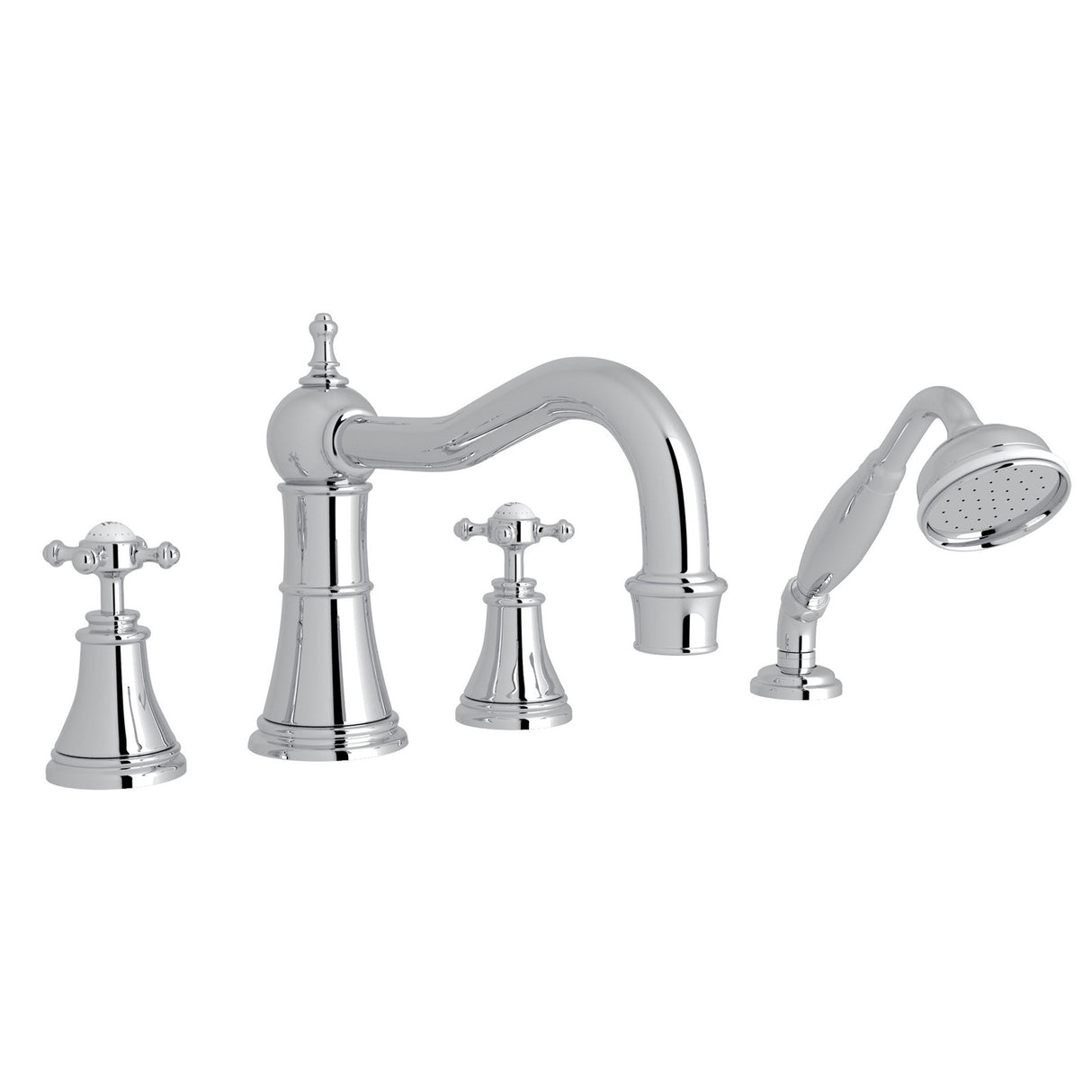 Georgian Era 4-Hole Deck Mount Tub Filler With Column Spout