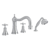 Georgian Era 4-Hole Deck Mount Tub Filler With Column Spout