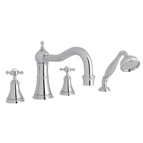 Georgian Era 4-Hole Deck Mount Tub Filler With Column Spout