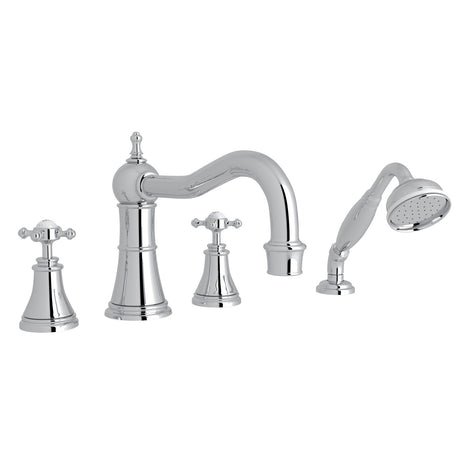 Georgian Era 4-Hole Deck Mount Tub Filler With Column Spout