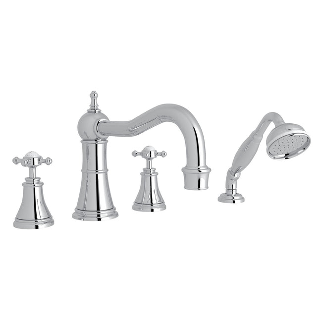 Georgian Era 4-Hole Deck Mount Tub Filler With Column Spout