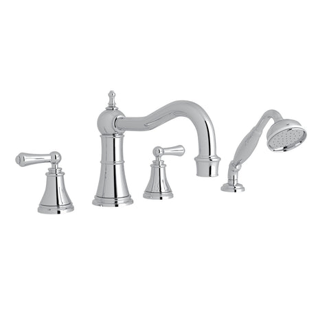 Georgian Era 4-Hole Deck Mount Tub Filler With Column Spout