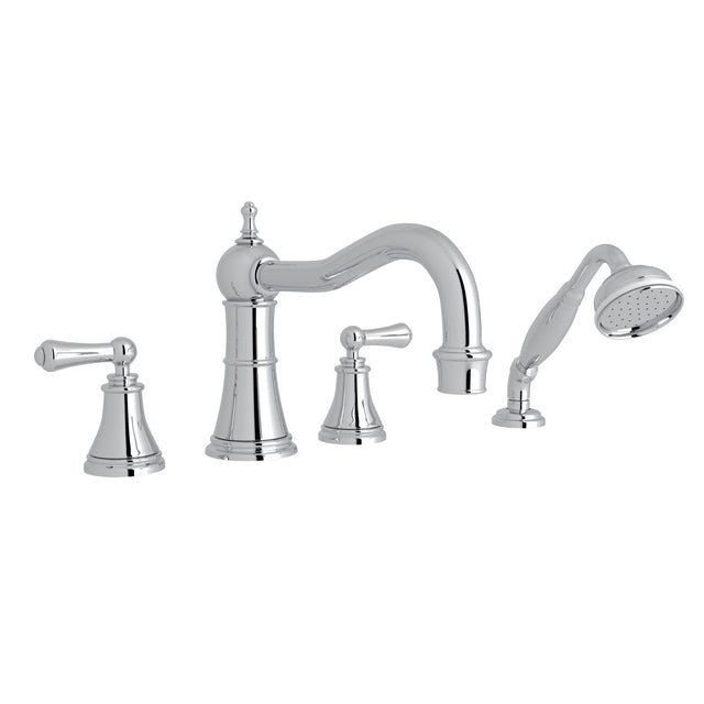 Georgian Era 4-Hole Deck Mount Tub Filler With Column Spout