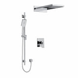 Type T/P (thermostatic/pressure balance) " coaxial 3-way system with hand shower rail and rain and cascade shower head