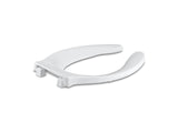 Stronghold® Elongated toilet seat with integrated handle and self-sustaining check hinge
