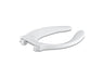 Stronghold® Elongated toilet seat with integrated handle and self-sustaining check hinge