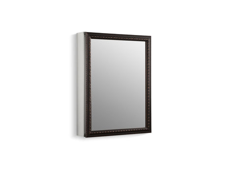 20" W x 26" H aluminum single-door medicine cabinet with oil-rubbed bronze framed mirror door